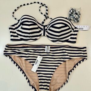 NWT J Crew sailor stripe bikini set size 36C/Large